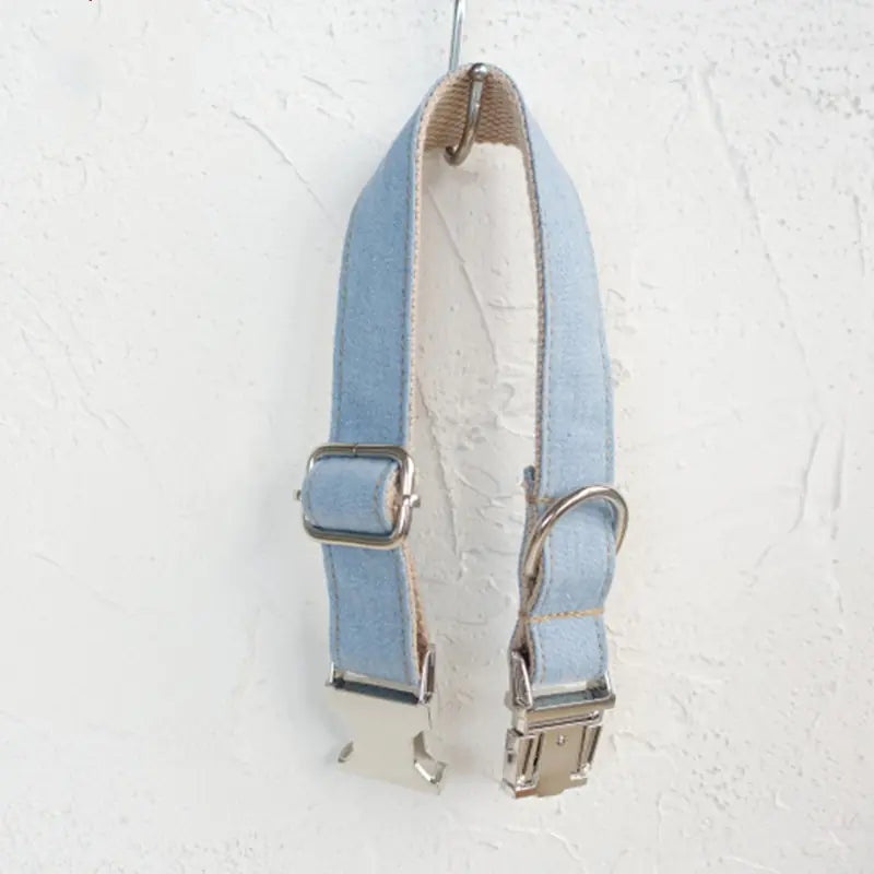 Designer Blue Denim Pet Collar
