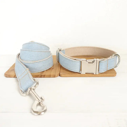 Designer Denim Leash + Collar COMBO